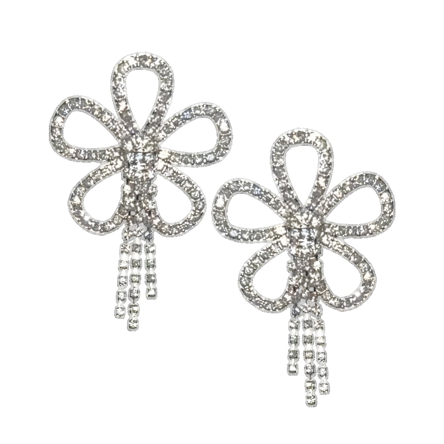 a pair of earrings with a flower design