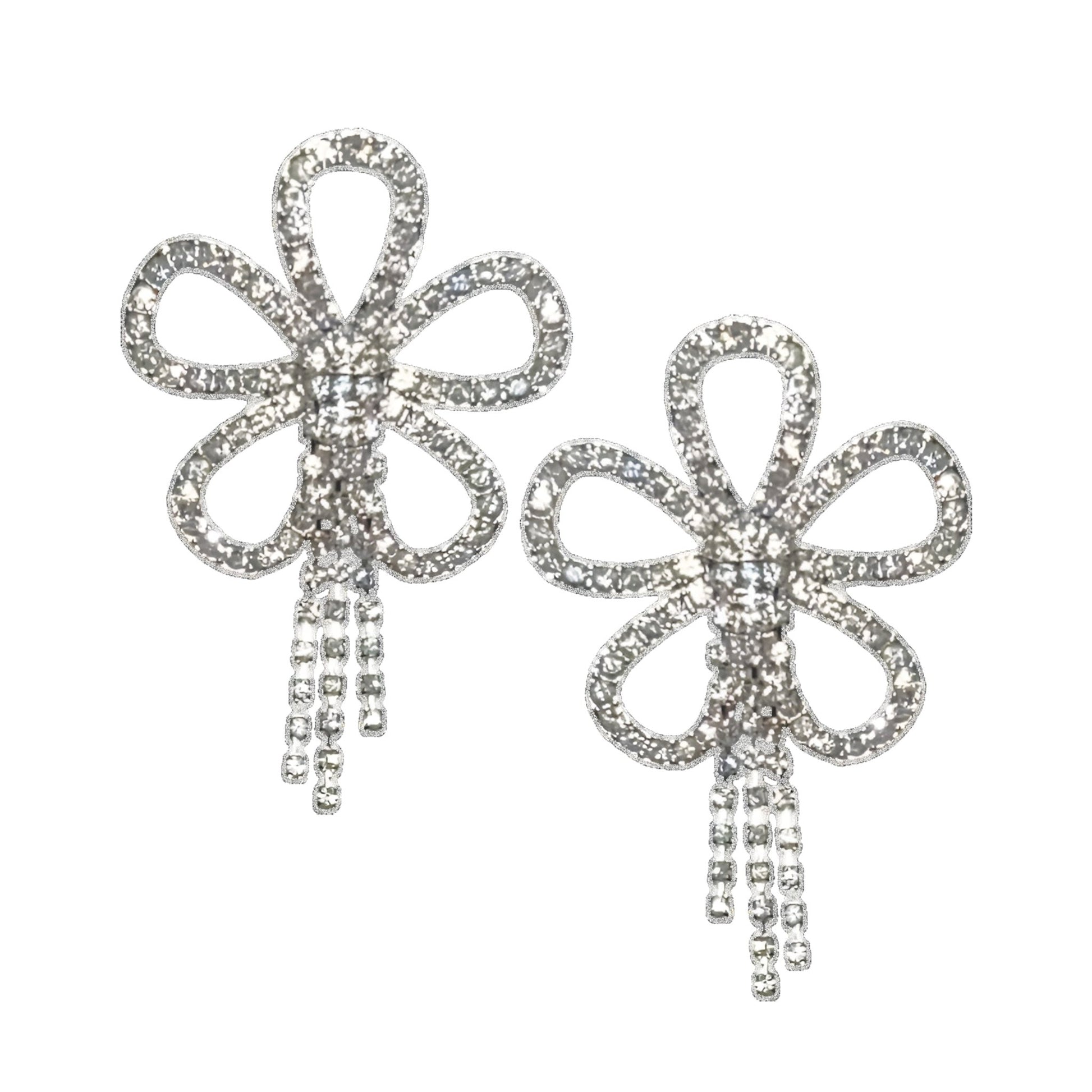 a pair of earrings with a flower design