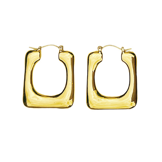 a pair of square shaped earrings on a white background