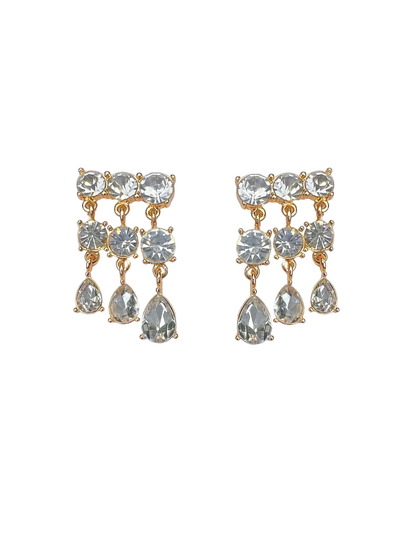 3 Row Crystal Drop Statement Earring