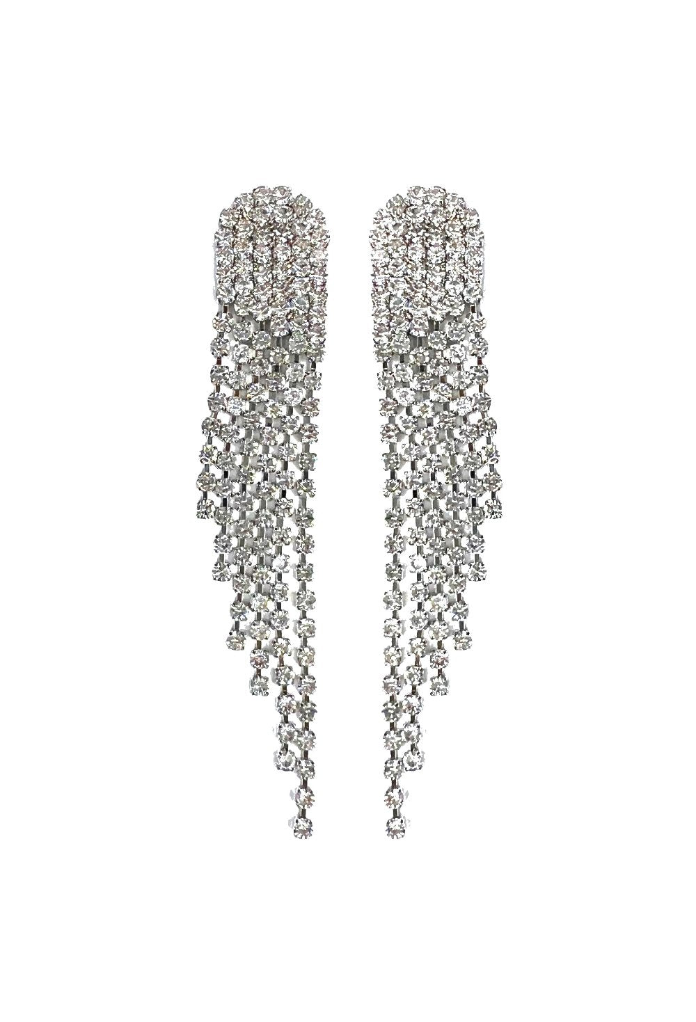 Brake My Heart Rhinestone Fringe Statement Earrings