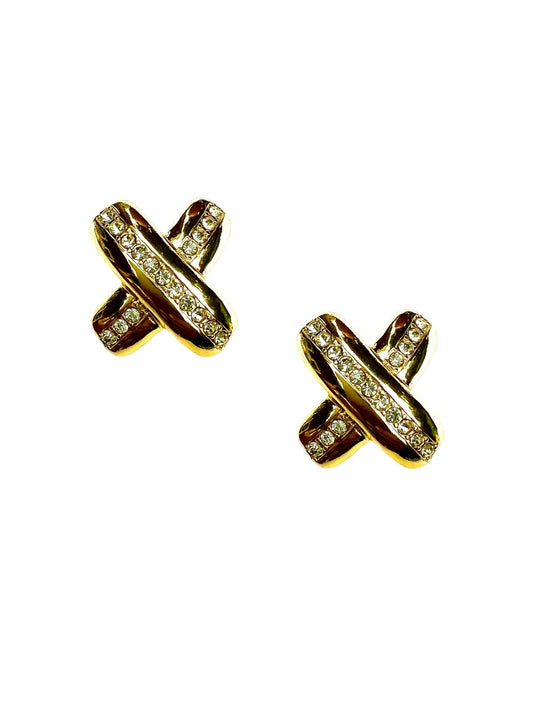 X Statement Stud Earring With Crystal Accents