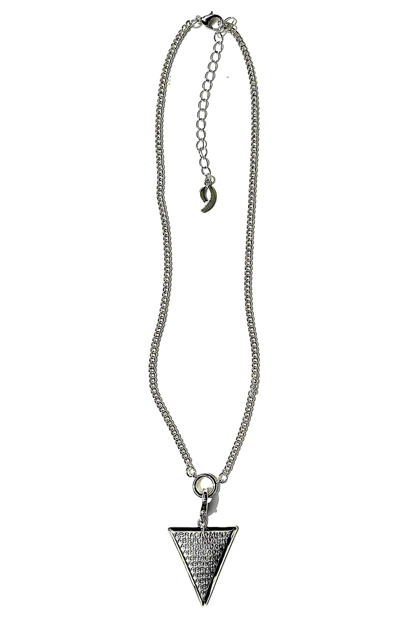 a necklace with a triangle on a chain