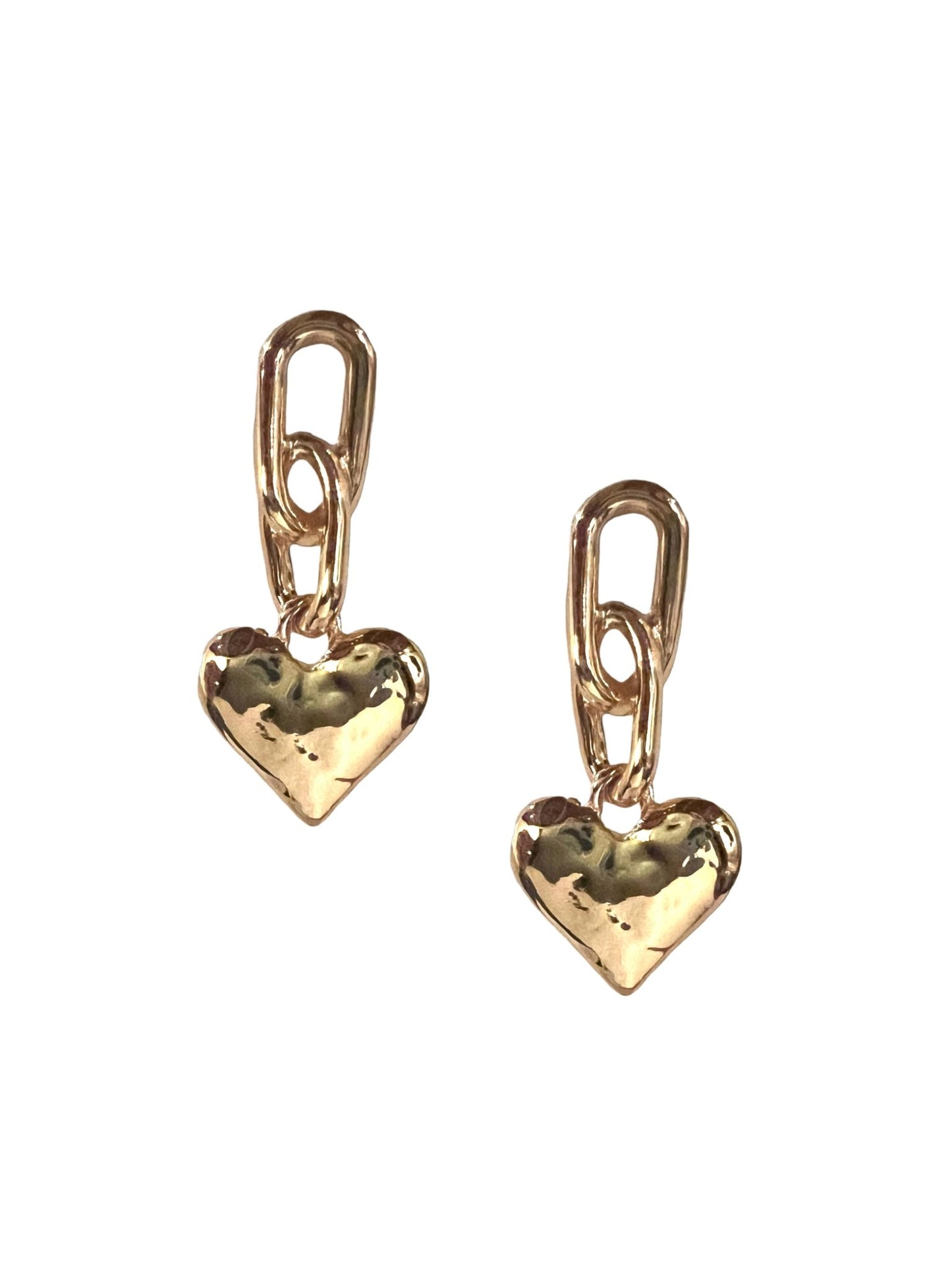 Chain Link Hammered Heart Drop Earring