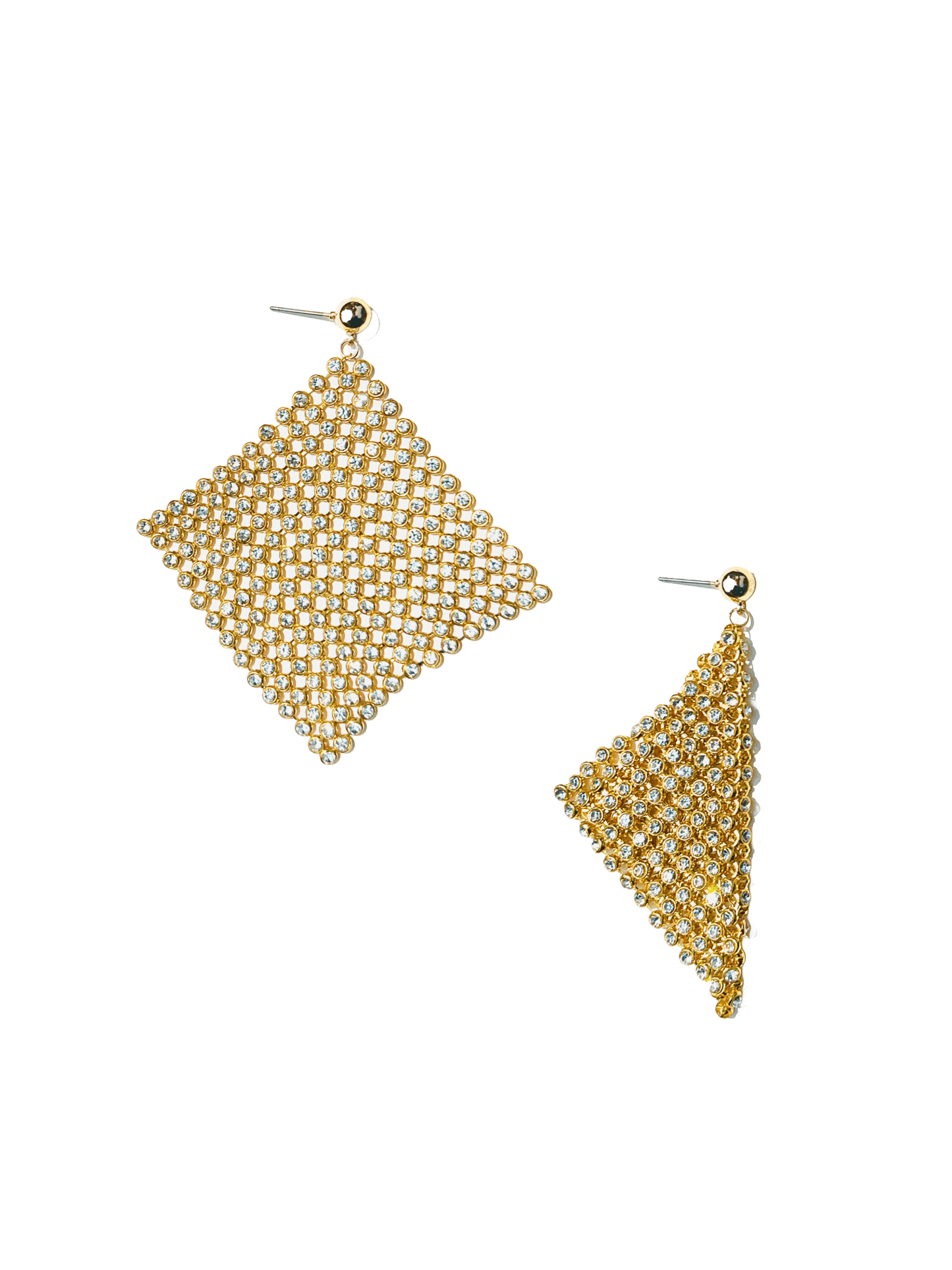 Soft Crystal Mesh Earrings with Crystal Glass Stones & Gold Plating