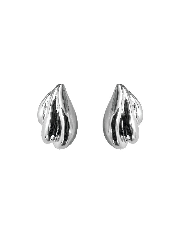 Sculptural Statement Stud Earrings- Silver Plated