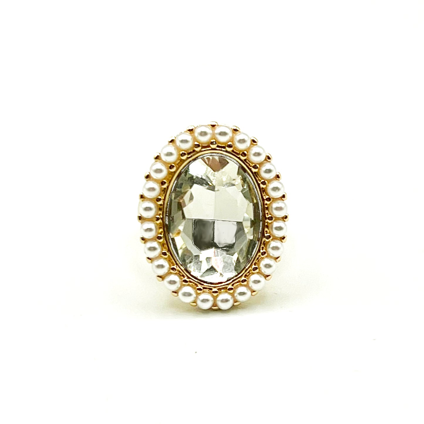 Vintage Inspired Crystal Glass Rhinestone Statement Cocktail Ring