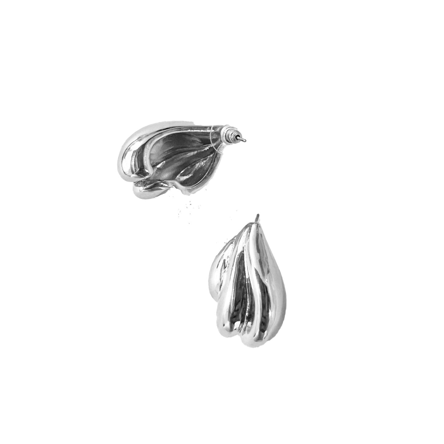 Sculptural Statement Stud Earrings- Silver Plated